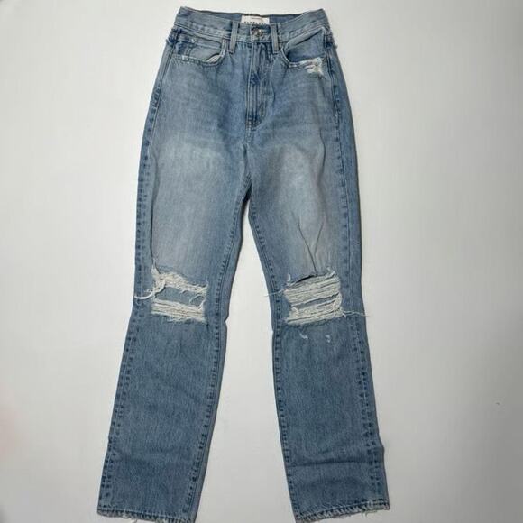 SLVRLAKE High Rise Straight London Distressed Jeans - Picture 1 of 8